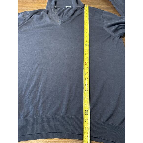 Malo Sweater Mens Large Navy Polo Long Sleeve Italy Luxury Knit Cotton sz 54 - Picture 4 of 10